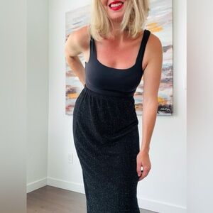 ARTEX COLLECTION Vintage Metallic Black Maxi Skirt